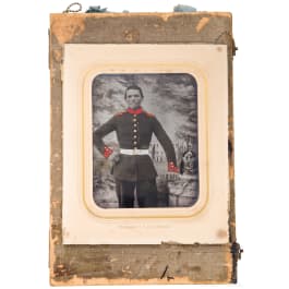 Partially colored photo of a soldier of the 3rd Infantry Regiment Margrave Ludwig Wilhelm