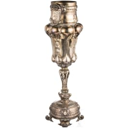 A large Art Nouveau trophy cup after a design by Hermann Götz, Baden, ca. 1900