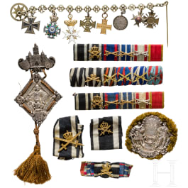 Royal House Order of Hohenzollern - order on tailcoat chain, ribbon bars