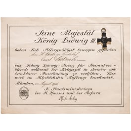 King Ludwig Cross 1916 with document