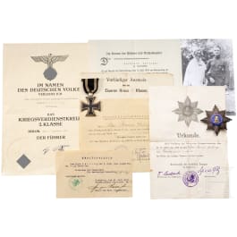 Order and document estate of the rifleman Bernhard Gellings as wearer of the Tamara order