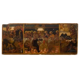 Tafelbild mit drei Bildszenen aus dem Leben Christi, Oberitalien, um 1400