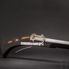 A heavy matchlock musket with musket fork rest from the Emden armoury, circa 1600