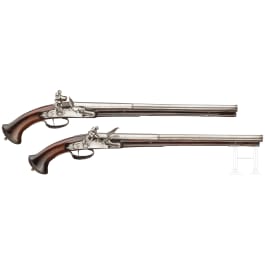 A pair of long flintlock pistols, Brescia, circa 1660