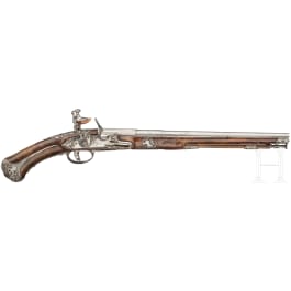 A flintlock pistol, Poncino Borgognone of Brescia, circa 1680