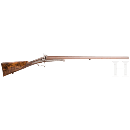 A Damascus steel pinfire side-by-side shotgun by Leopold Bernard, Paris 1877