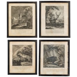 Four engravings by Johan Elias Ridinger, Augsburg, circa 1760