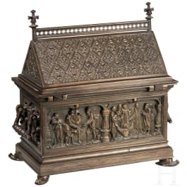 A German cast iron casket in Gothic style, circa 1860