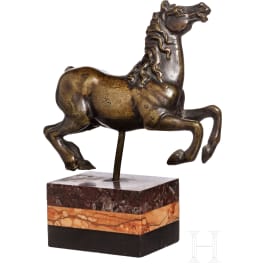 An Italian bronze figure of a stallion, 17th century