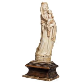 Probably French, a sculpture of a Madonna and Child in Gothic style, 19th century