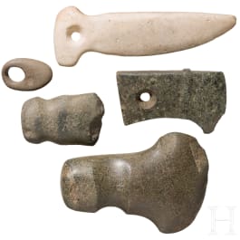 Five Central and South American stone tools, circa 3000 B.C. &ndash; 1000 A.D.
