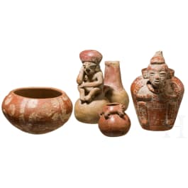 Four Central and South American ceramic vessels, circa 1st &ndash; 14th century