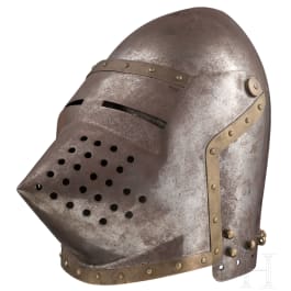 Beckenhaube mit Visier (Hundsgugel) im Stil des fr&uuml;hen 15. Jhdts.