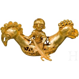 Tumbaga-Figur eines Mannes im Boot