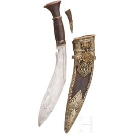 Neusilbermontiertes Khukri, Nepal, 1. H&auml;lfte 20. Jhdt.