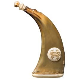 Elfenbeinmontierte Pulverflasche, deutsch, um 1700