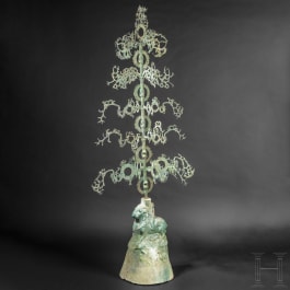 An extremely rare, early, Chinese money-shaking tree, known as yao qian shu, Eastern Han Dynasty, 25 to 220 A.D.