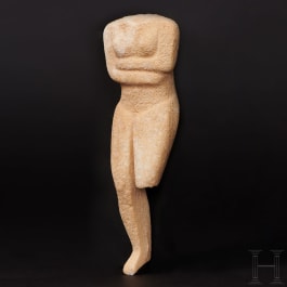 A Greek female marble Cycladic idol of the Kapsala type, circa mid 3rd millennium B.C.
