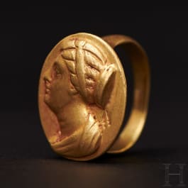 A Ptolemaic gold ring with the portrait of Berenice II, 3rd century B.C.