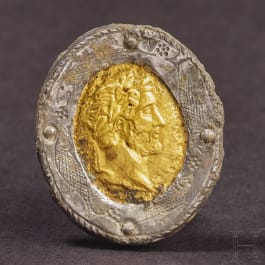 A Roman brooch with the golden portrait of Antoninus Pius, mid-2nd - 3rd century