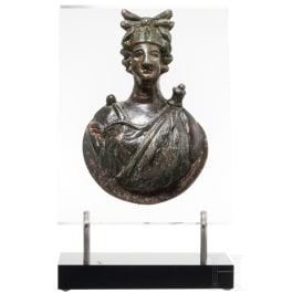 A large Roman bronze appliqué of Diana, 2nd - 3rd century