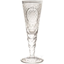 Emperor Franz Joseph I of Austria - a large crystal glass cup with cut portrait
