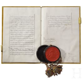 Adelsdiplom von König Friedrich I. von Württemberg für Dorothee Gabriele von Anspach, datiert 1814