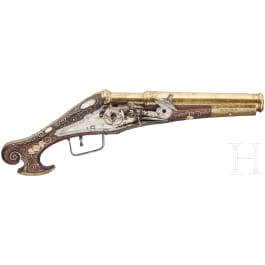 A rare mortar-wheellock pistol with a bronze barrel, Nuremberg, circa 1590