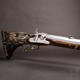 A significant heavy percussion target rifle, Leipzig, dated 1734