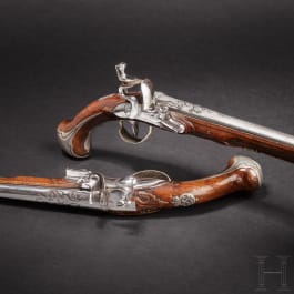 A pair of flintlock pistols from the armoury of Ernest Louis, Landgrave of Hesse-Darmstadt (1667 - 1739), Friedrich Osterman in Copenhagen, circa 1700