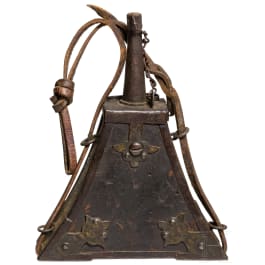 Lederbezogene Musketier-Pulverflasche, deutsch, um 1600