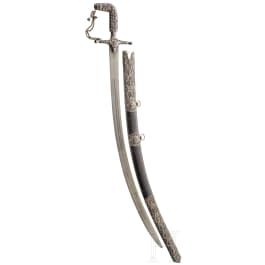 Silbermontierter Shamshir, balkantürkisch, 19. Jhdt.
