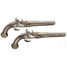 A pair of Ottoman silver-mounted deluxe flintlock pistols, circa 1820