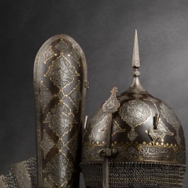 A set of Persian armour, chiselled and inlaid in gold, 1st half of the 19th century