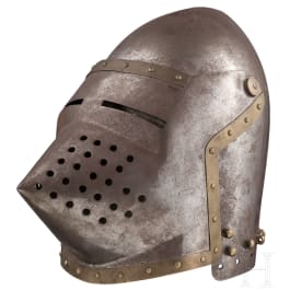 A bascinet, in the style of the early 15th century
