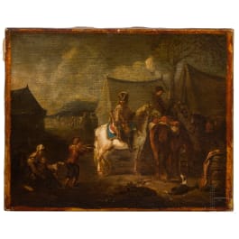 A French painting with a beggar scene, 18th century