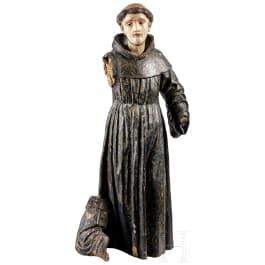 An Italian wooden sculpture of a Saint, 18th century