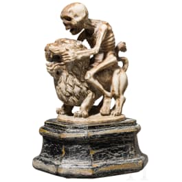 A Memento Mori of Death riding on a lion in baroque style