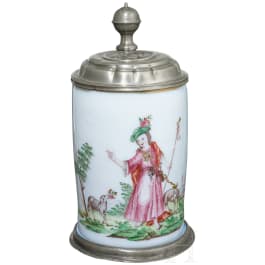 A Bohmenian glas mug with pewter mountings, 2nd half of the 18th century