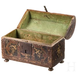 A small French Renaissance chest with round lid, 17th century