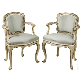 A pair of remarkable Italian Rococo fauteuils for children, 18th century