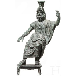 An enthroned Roman Serapis statuette, 2nd - 3rd century