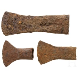 Three Celtic axe heads, iron, 3rd - 1st century B.C.