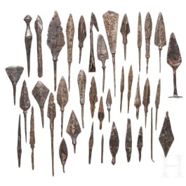 40 iron arrowheads, early medieval
