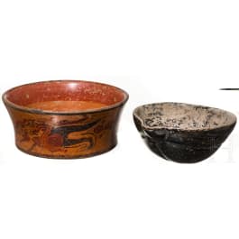 Two Maya bowls, Guatemala, late classical period, 600 - 900 A.D.