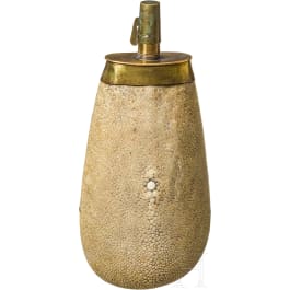 A rayskin covered powder flask, France, 18th century