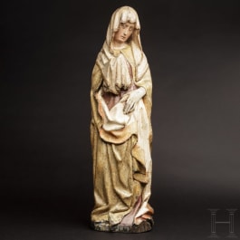 An exceptional Gothic Madonna Mater Dolorosa from the Lower Rhine area, 15th century