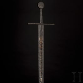 A German Gothic medieval sword with gold-inlaid blade, circa 1250