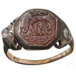 A German lady's diamond-set signet ring, 1st half of the 18th century