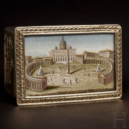 A Viennese silver gilt box with micro-mosaic, 19th century